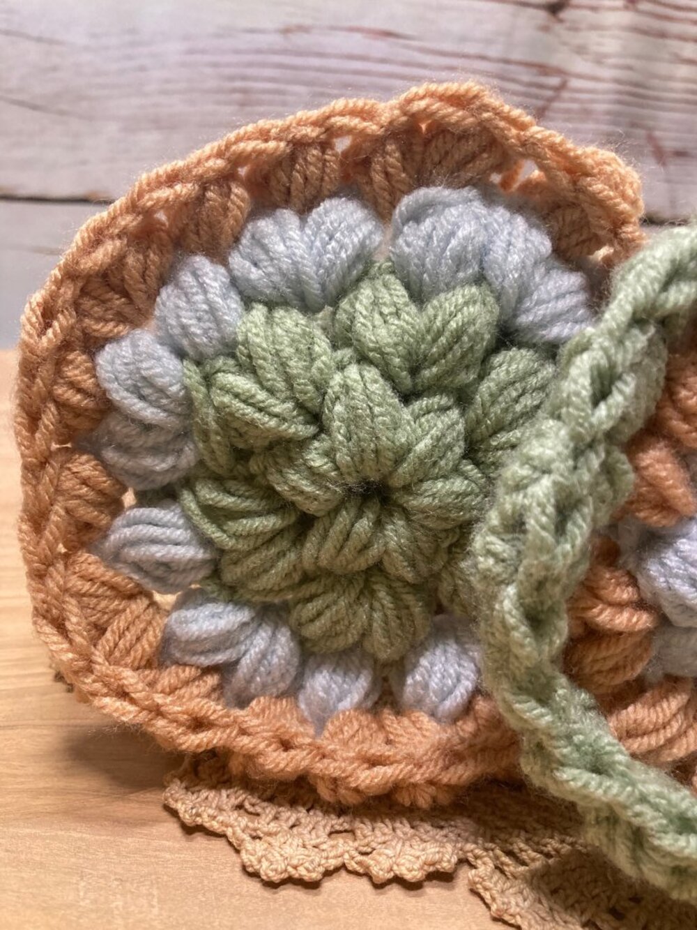 Handmade Crochet Reusable Facial Scrubs Set of 2 Soft Puff Stitch with Handles - Picture 3 of 7